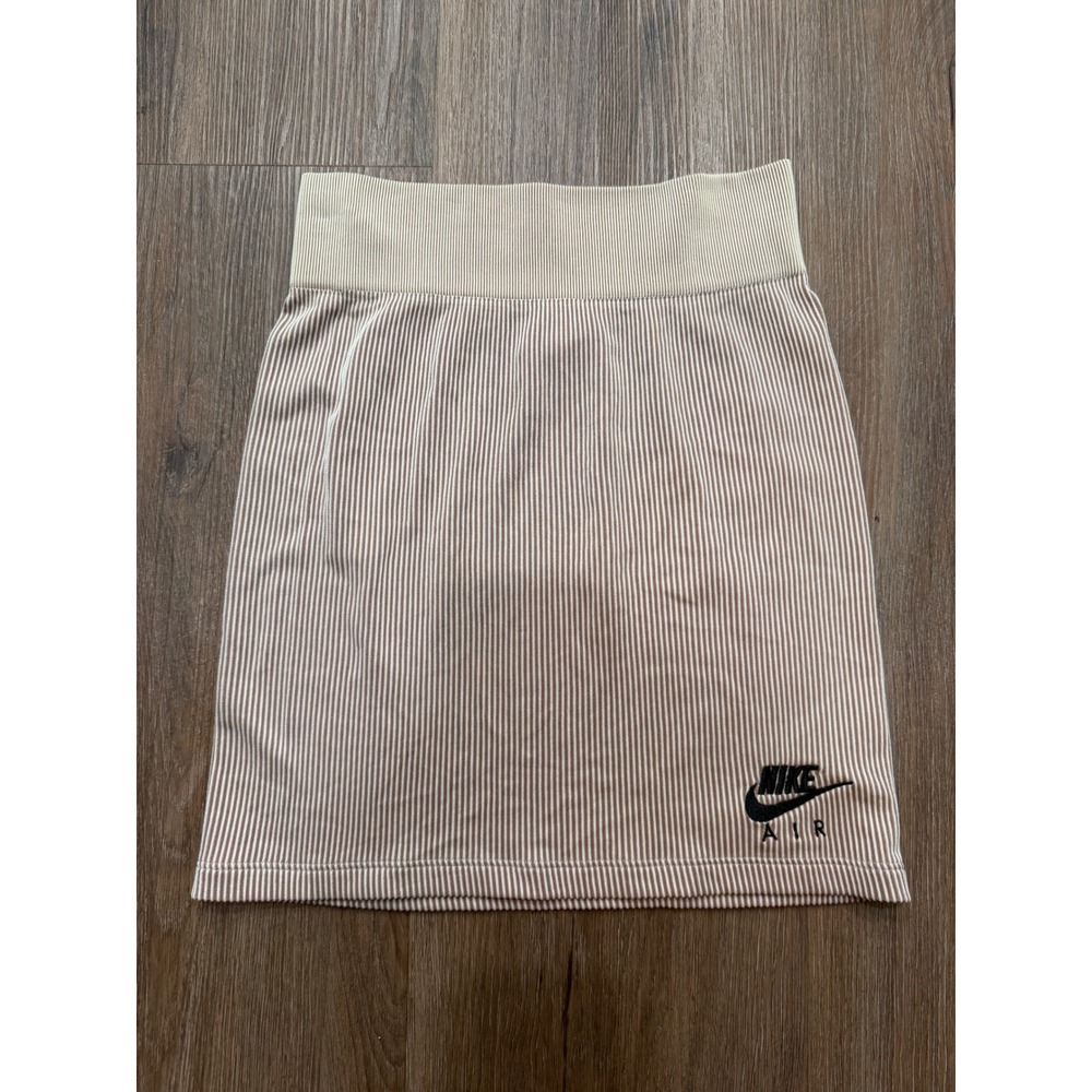 Nike Air Striped Knit Mini Skirt Tan Brown Casual Athletic Women's XS ribbed